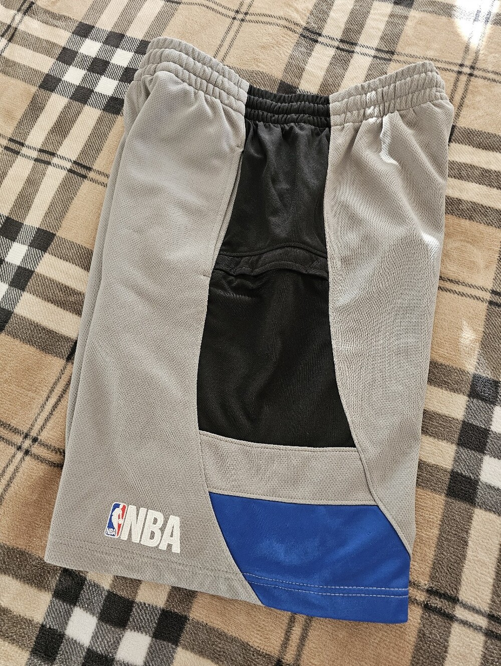 NBA Gray and Black Athletic Shorts with Blue Accents - Picture 7 of 8